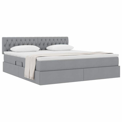Letto con contenitore e materasso Grigio chiaro 180 x 200 cm