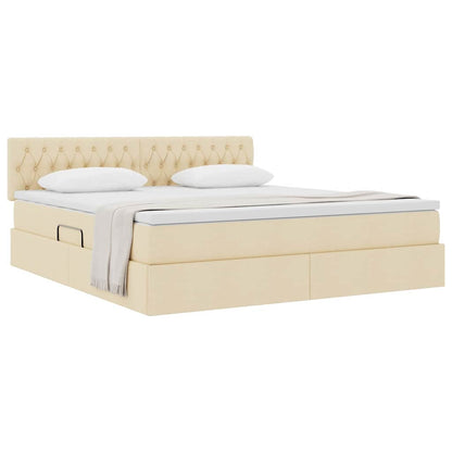 Letto con contenitore e materasso Crema 180 x 200 cm