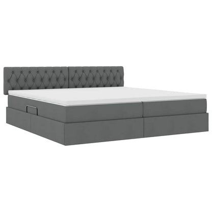 Letto con contenitore e materasso Grigio scuro 200 x 200 cm
