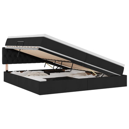 Letto con contenitore e materasso Nero 200 x 200 cm