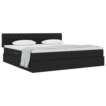 Letto con contenitore e materasso Nero 200 x 200 cm