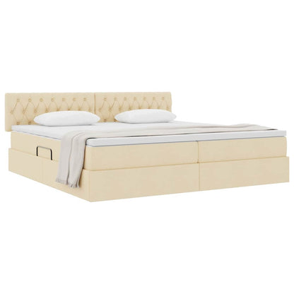 Letto con contenitore e materasso Crema 200 x 200 cm