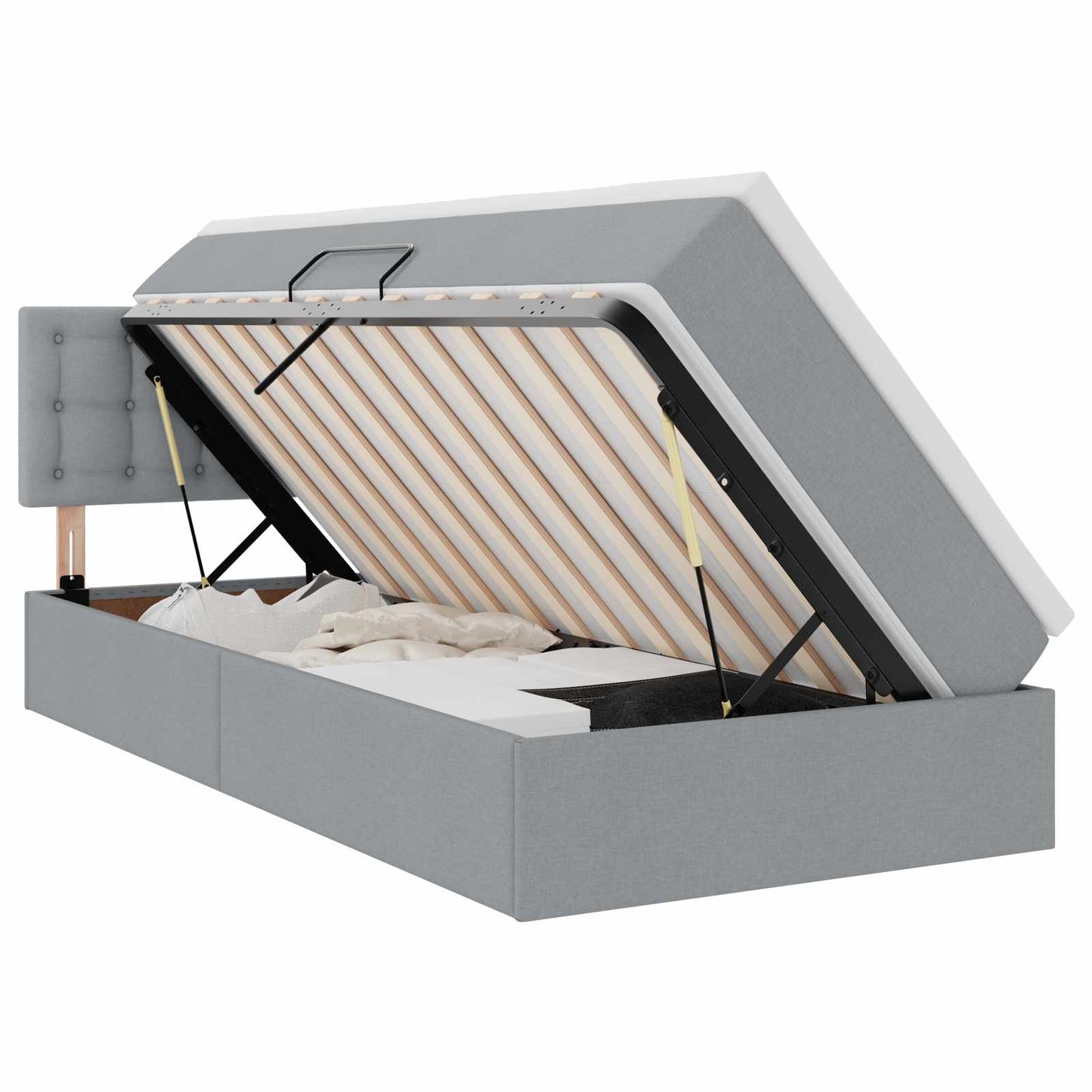 Letto con contenitore e materasso Grigio chiaro 90 x 190 cm
