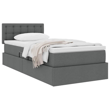 Letto con contenitore e materasso Grigio scuro 90 x 190 cm