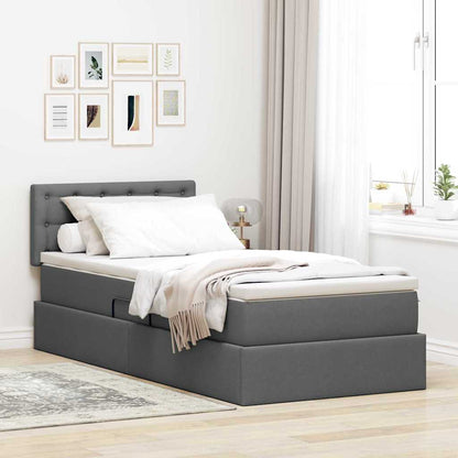 Letto con contenitore e materasso Grigio scuro 90 x 200 cm