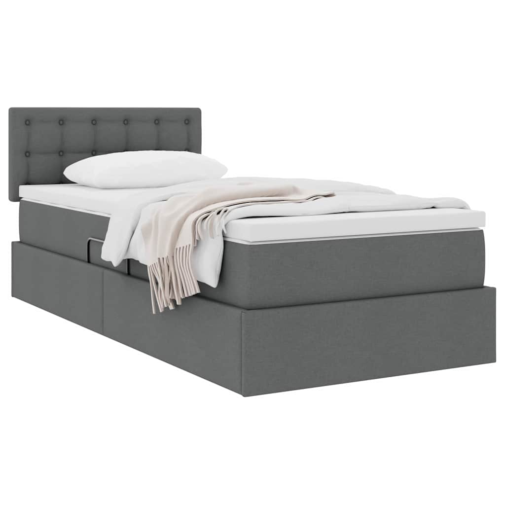 Letto con contenitore e materasso Grigio scuro 90 x 200 cm