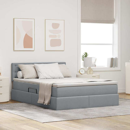 Letto con contenitore e materasso Grigio chiaro 140 x 190 cm