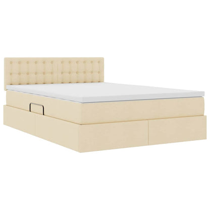 Letto con contenitore e materasso Crema 140 x 190 cm
