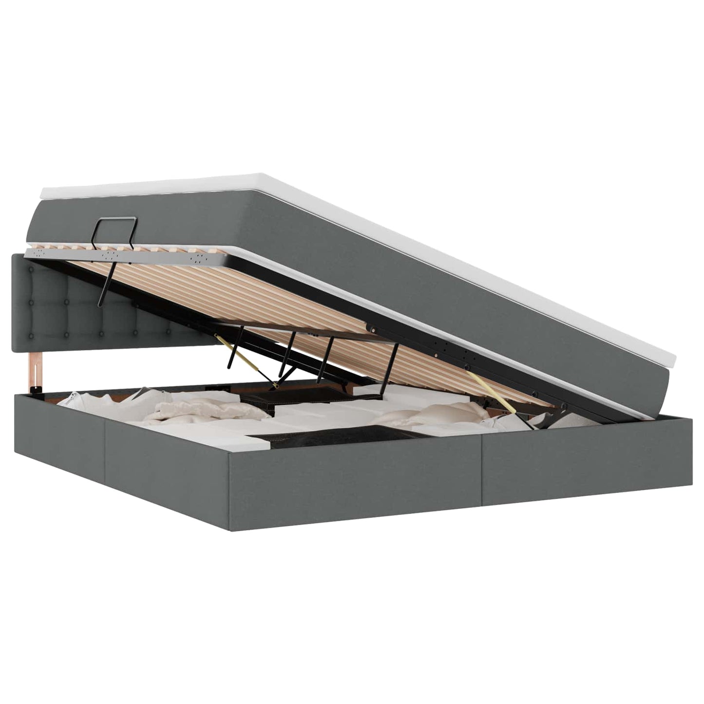 Letto con contenitore e materasso Grigio scuro 160 x 200 cm