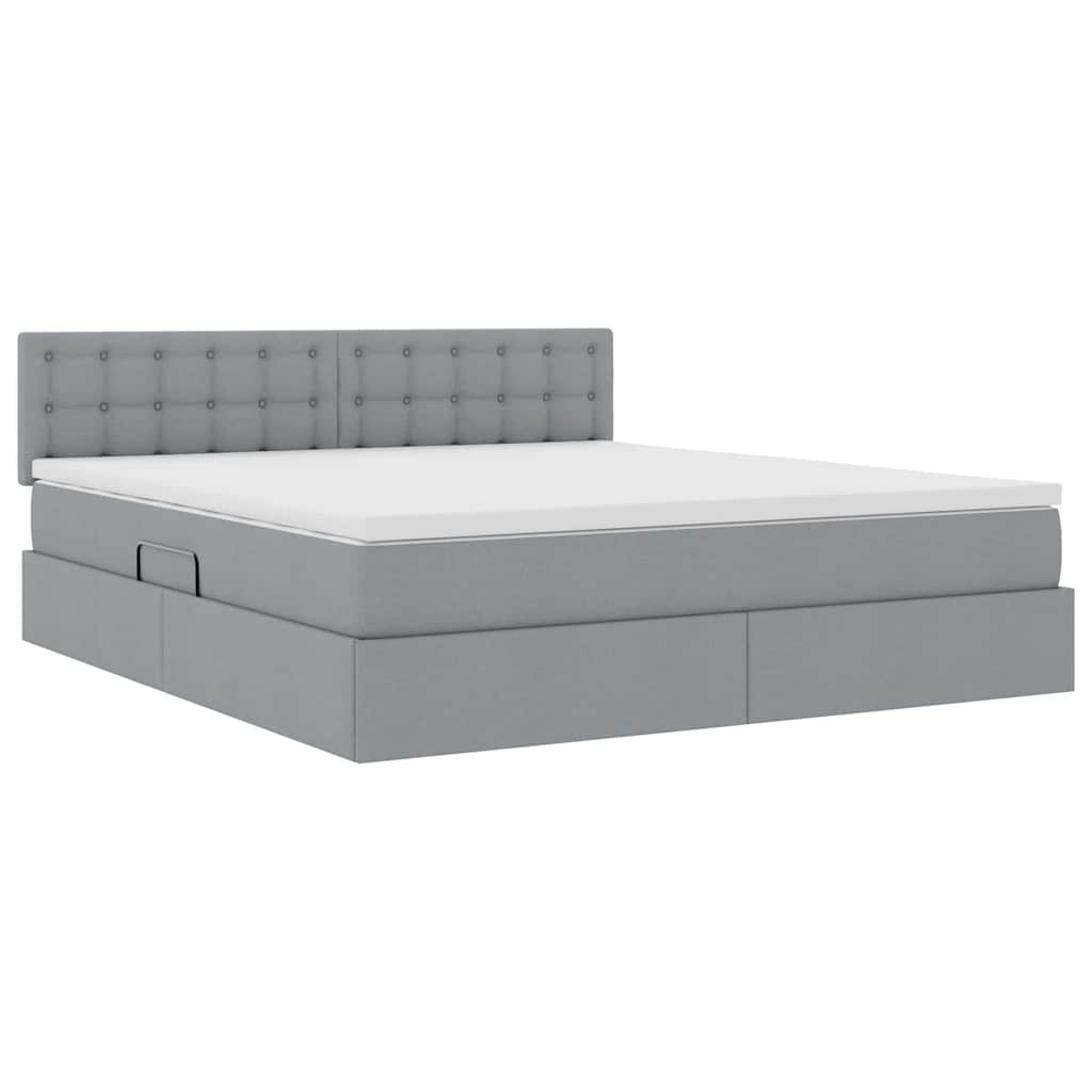 Letto con contenitore e materasso Grigio chiaro 180 x 200 cm