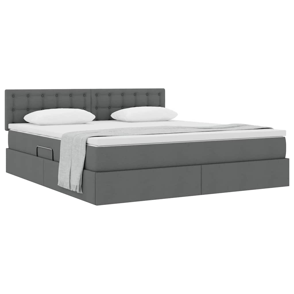 Letto con contenitore e materasso Grigio scuro 180 x 200 cm