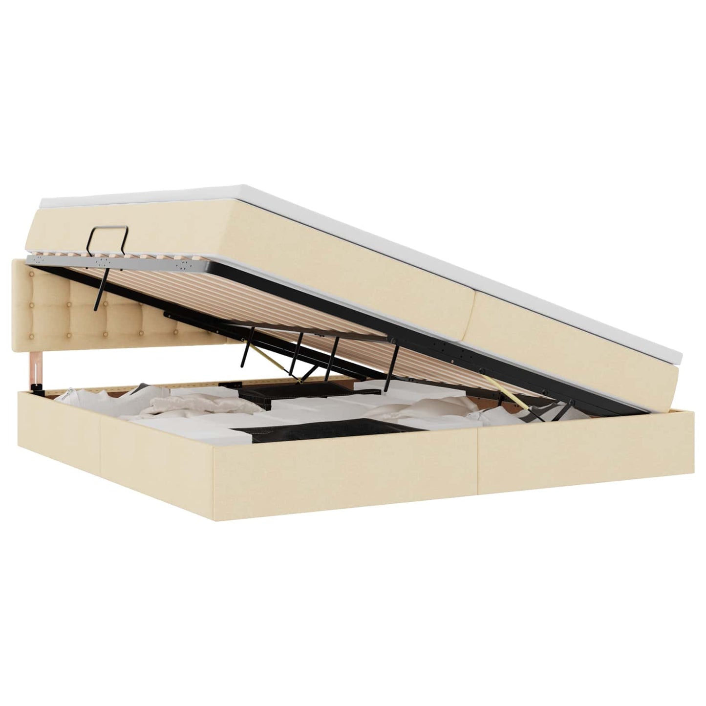 Letto con contenitore e materasso Crema 200 x 200 cm