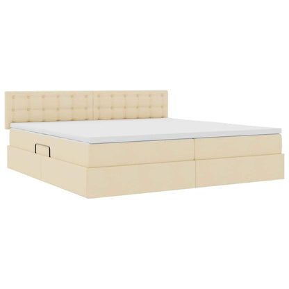 Letto con contenitore e materasso Crema 200 x 200 cm