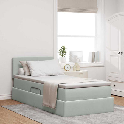 Letto con Contenitore Grigio chiaro 90 x 190 cm Velluto