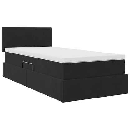 Letto con Contenitore con materasso Nero 90 x 190 cm Velluto