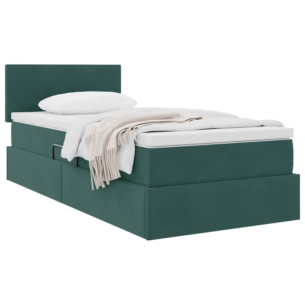 Letto con Contenitore Verde Scuro 90 x 190 cm Velluto