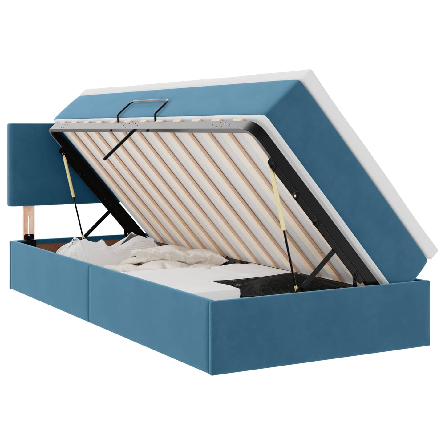Letto con Contenitore Blu Scuro 90 x 190 cm Velluto