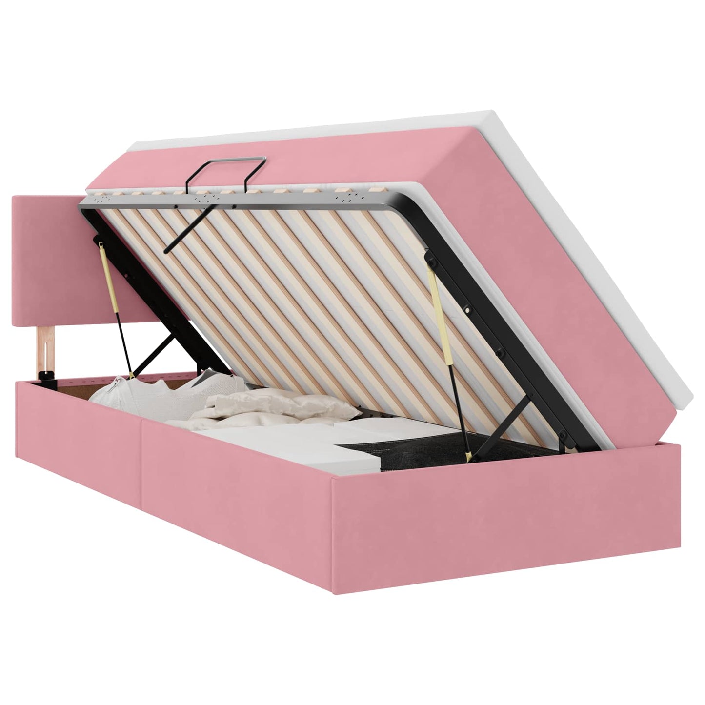 Letto con Contenitore con materasso Rosa 90 x 190 cm Velluto
