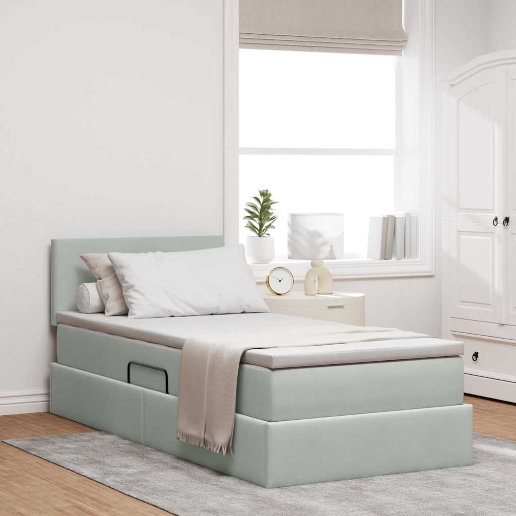 Letto con Contenitore Grigio chiaro 90 x 200 cm Velluto