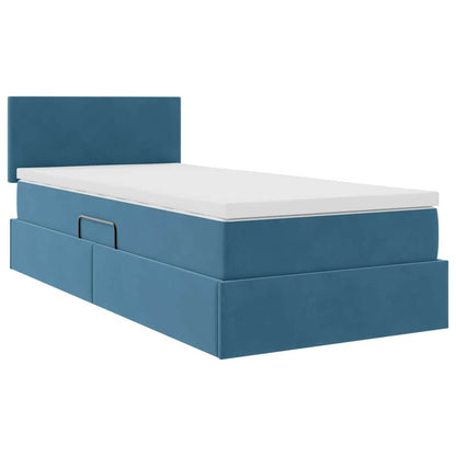 Letto con Contenitore Blu Scuro 90 x 200 cm Velluto