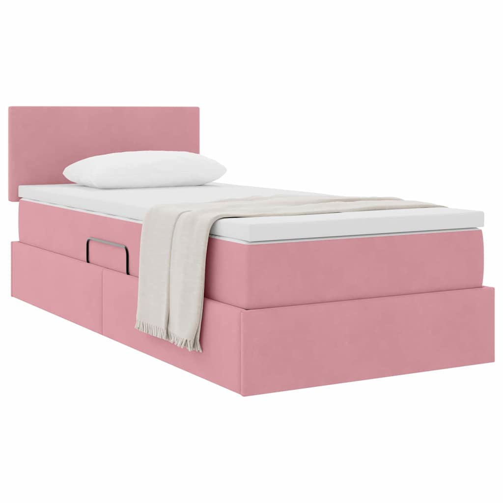 Letto con Contenitore con materasso Rosa 90 x 200 cm Velluto