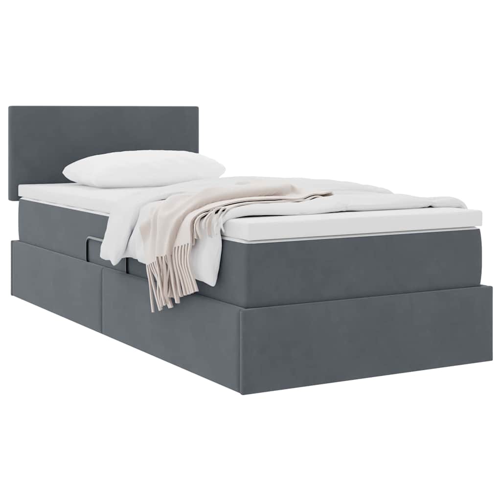 Letto con Contenitore Grigio scuro 100 x 200 cm Velluto