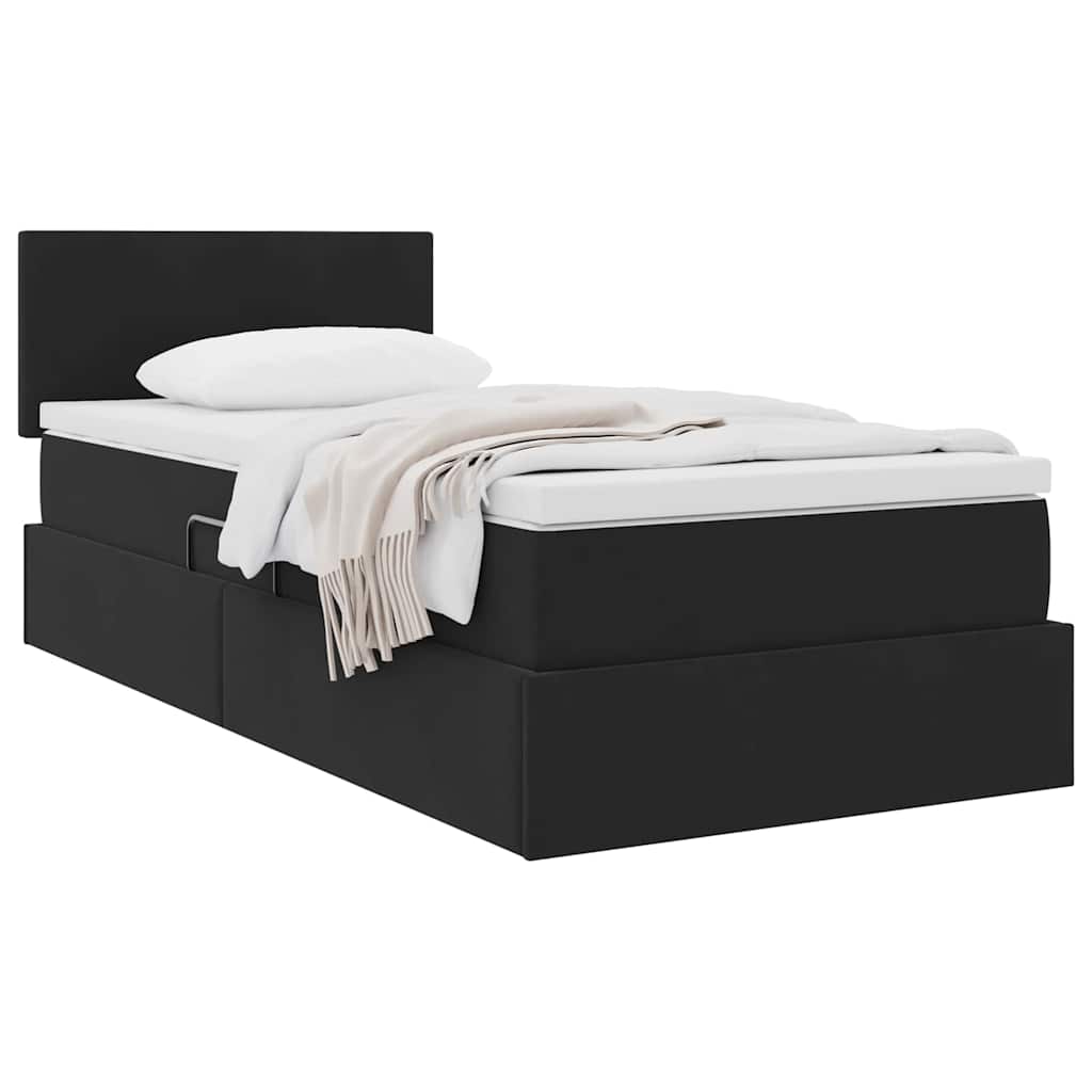 Letto con Contenitore con materasso Nero 100 x 200 cm Velluto