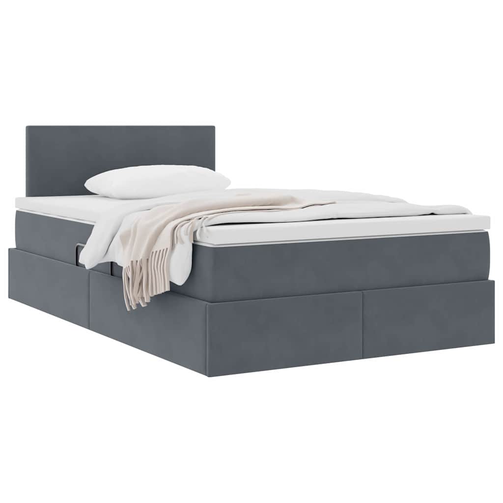 Letto con Contenitore Grigio scuro 120 x 190 cm Velluto