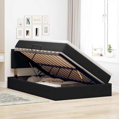 Letto con Contenitore con materasso Nero 120 x 190 cm Velluto