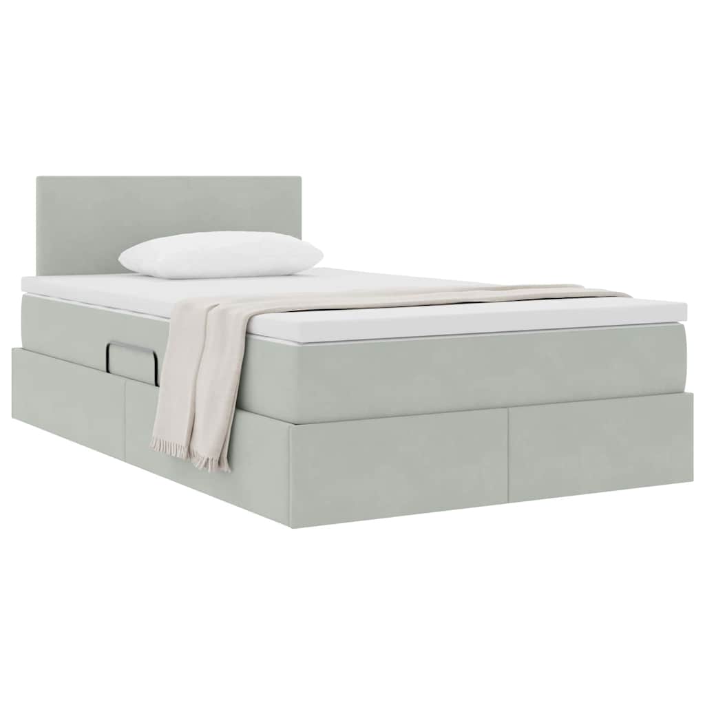 Letto con Contenitore Grigio chiaro 120 x 200 cm Velluto