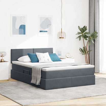 Letto con Contenitore Grigio scuro 140 x 190 cm Velluto