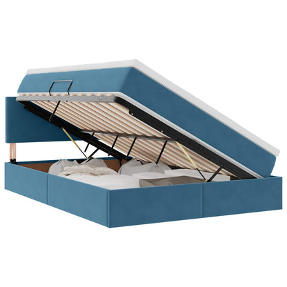 Letto con Contenitore Blu Scuro 140 x 190 cm Velluto