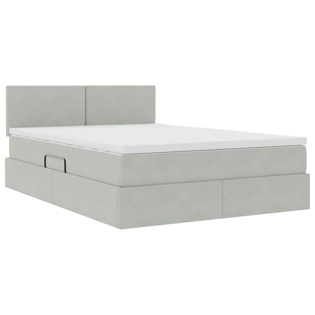 Letto con Contenitore Grigio chiaro 140 x 200 cm Velluto