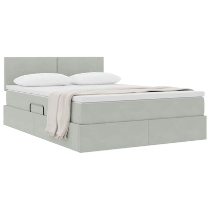 Letto con Contenitore Grigio chiaro 140 x 200 cm Velluto