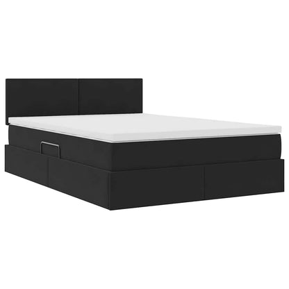 Letto con Contenitore con materasso Nero 140 x 200 cm Velluto