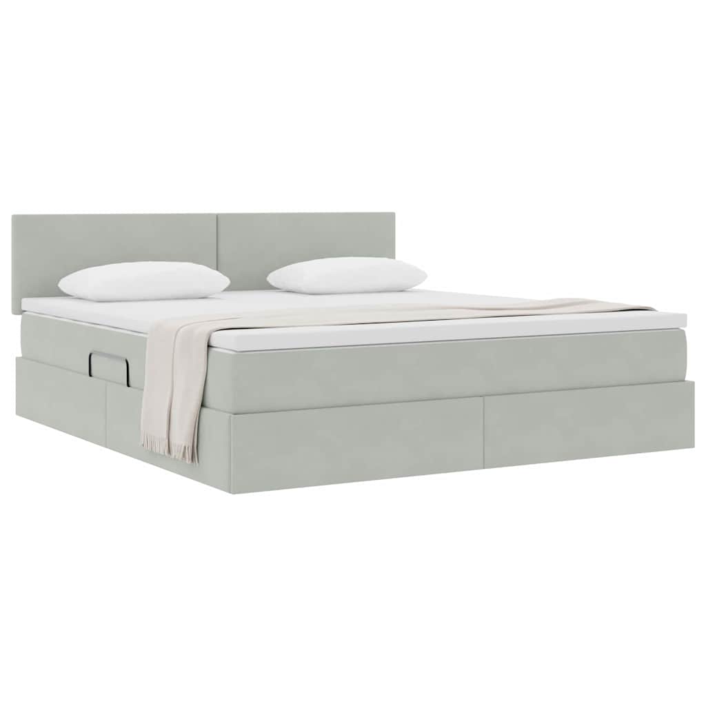 Letto con Contenitore Grigio chiaro 160 x 200 cm Velluto