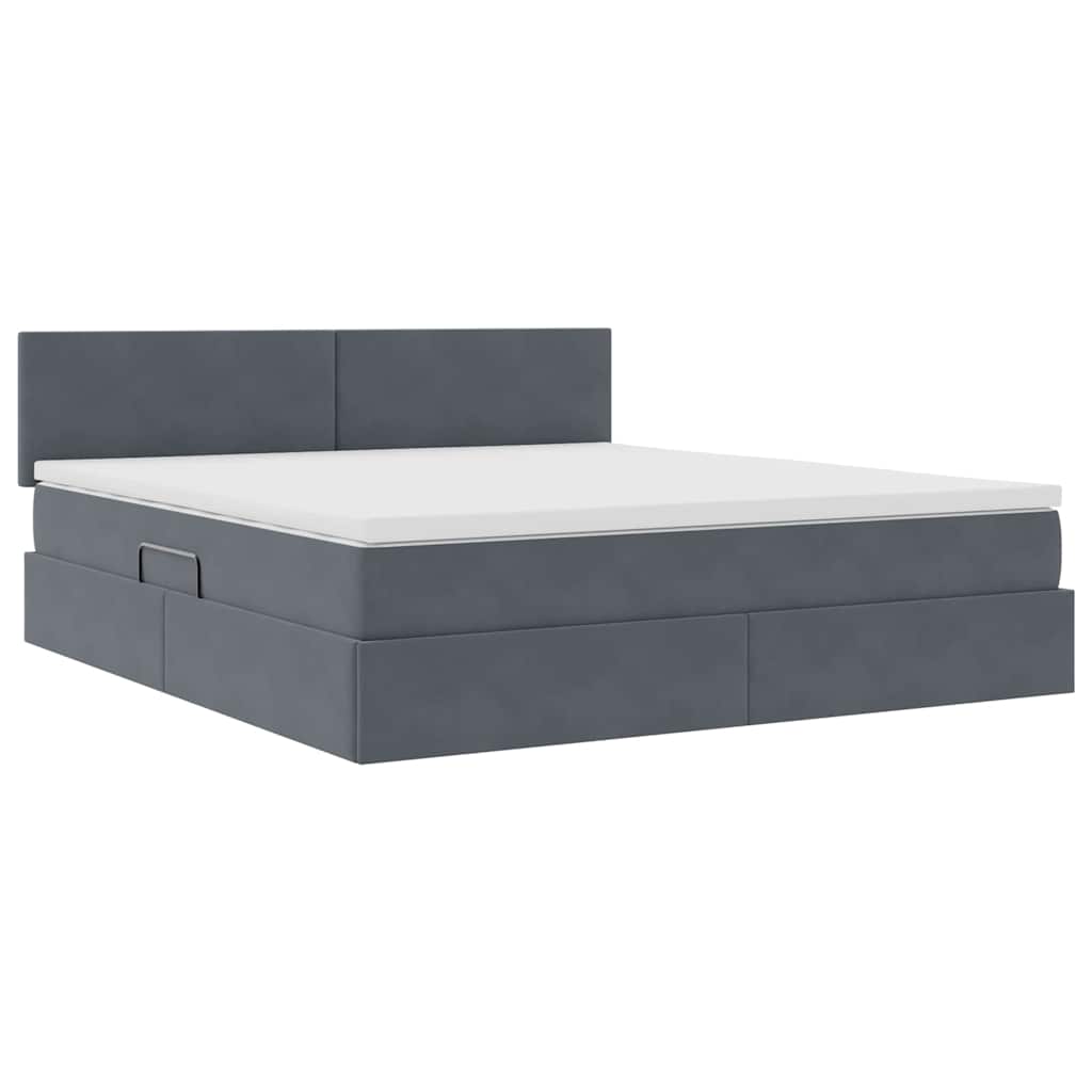 Letto con Contenitore Grigio scuro 160 x 200 cm Velluto