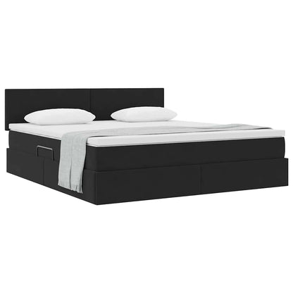 Letto con Contenitore con materasso Nero 160 x 200 cm Velluto