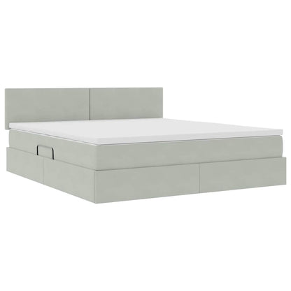 Letto con Contenitore Grigio chiaro 180 x 200 cm Velluto