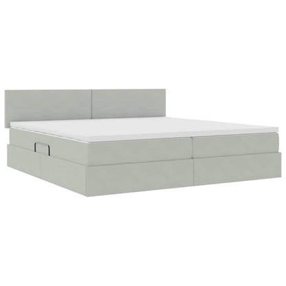 Letto con Contenitore Grigio chiaro 200 x 200 cm Velluto