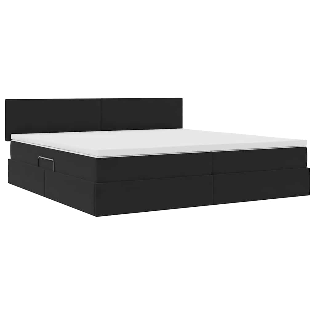 Letto con Contenitore con materasso Nero 200 x 200 cm Velluto