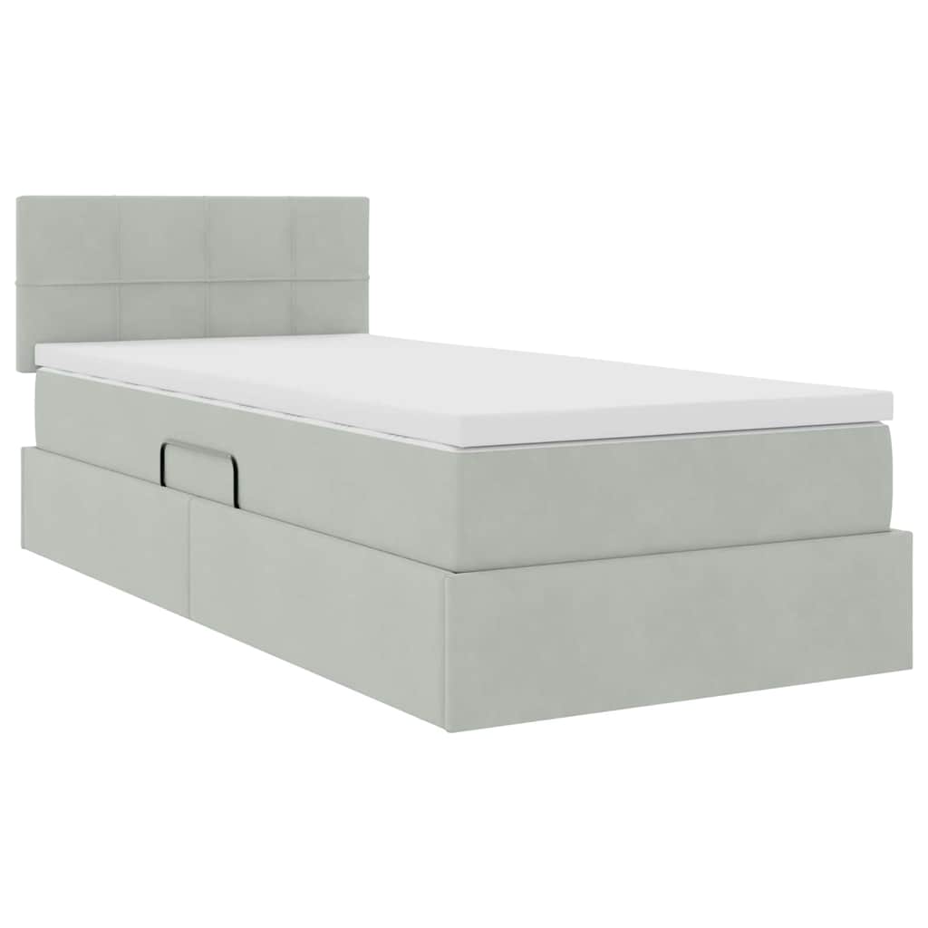 Letto con Contenitore Grigio chiaro 90 x 190 cm Velluto