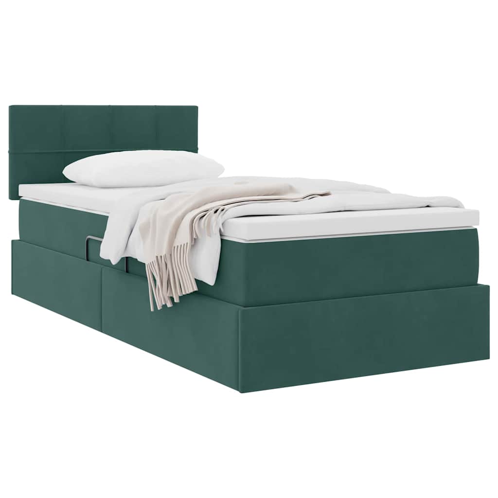 Letto con Contenitore Verde Scuro 90 x 190 cm Velluto