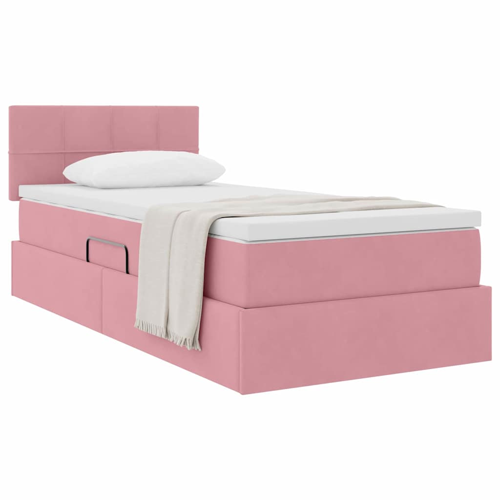 Letto con Contenitore con materasso Rosa 90 x 190 cm Velluto