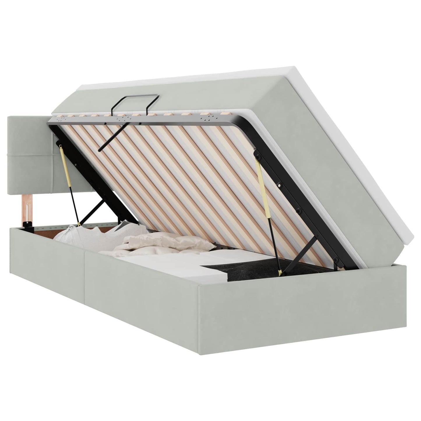 Letto con Contenitore Grigio chiaro 90 x 200 cm Velluto