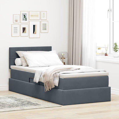 Letto con Contenitore Grigio scuro 90 x 200 cm Velluto