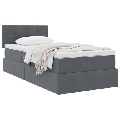 Letto con Contenitore Grigio scuro 90 x 200 cm Velluto