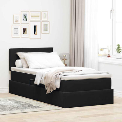 Letto con Contenitore con materasso Nero 100 x 200 cm Velluto