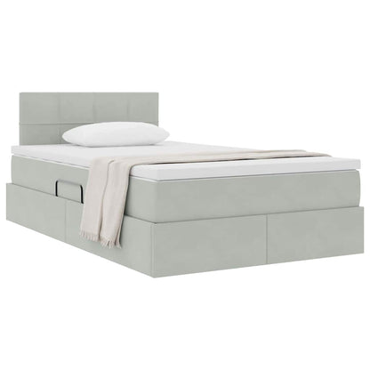 Letto con Contenitore Grigio chiaro 120 x 190 cm Velluto