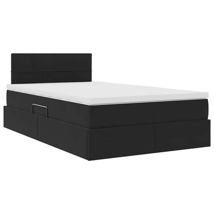 Letto con Contenitore con materasso Nero 120 x 190 cm Velluto